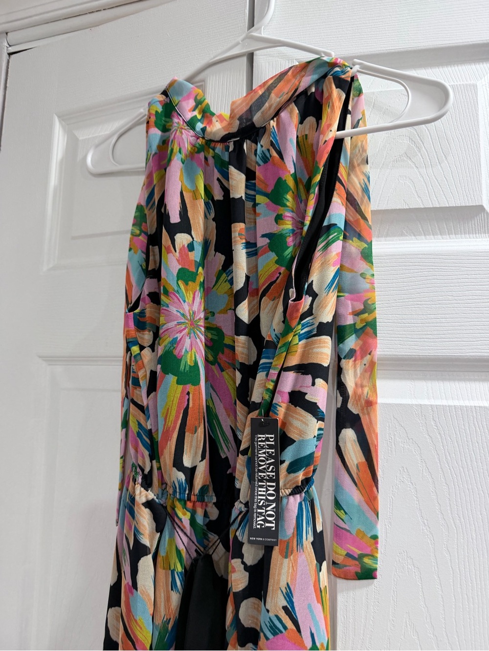 Floral Multicolor Mini Dress - Sleeveless Halter Style
